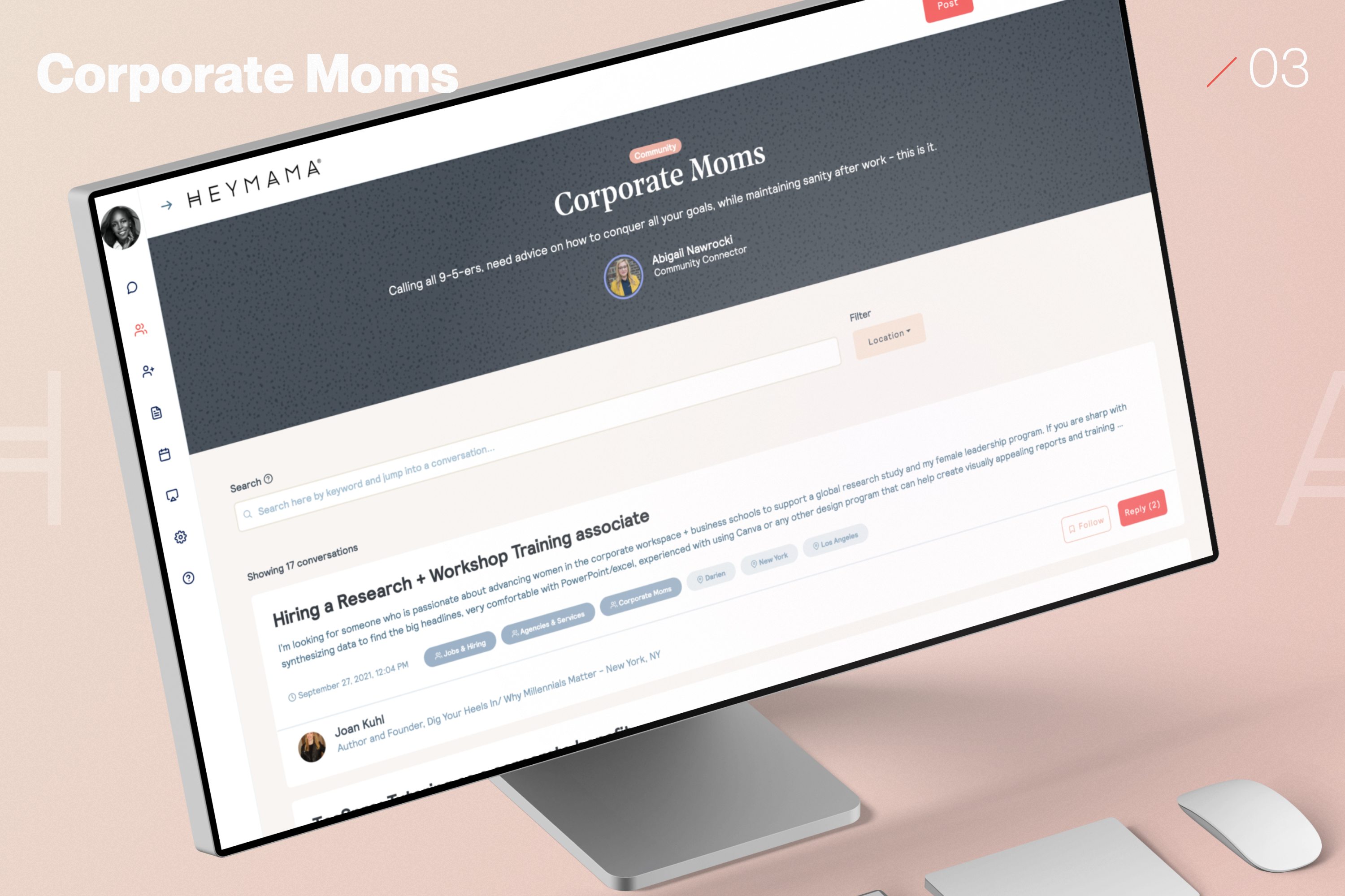 Corporate Moms community page