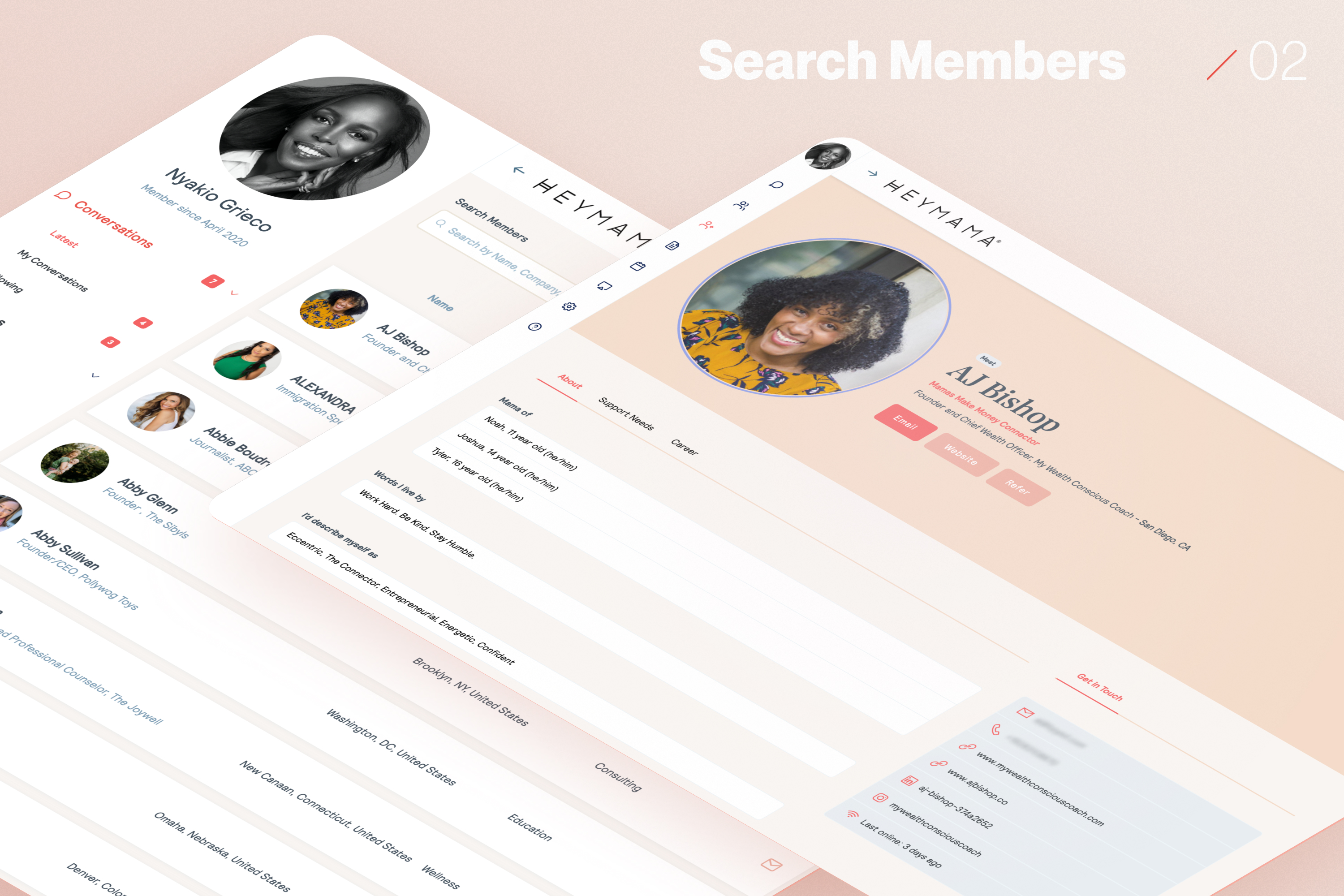 Search members — member directory and profile