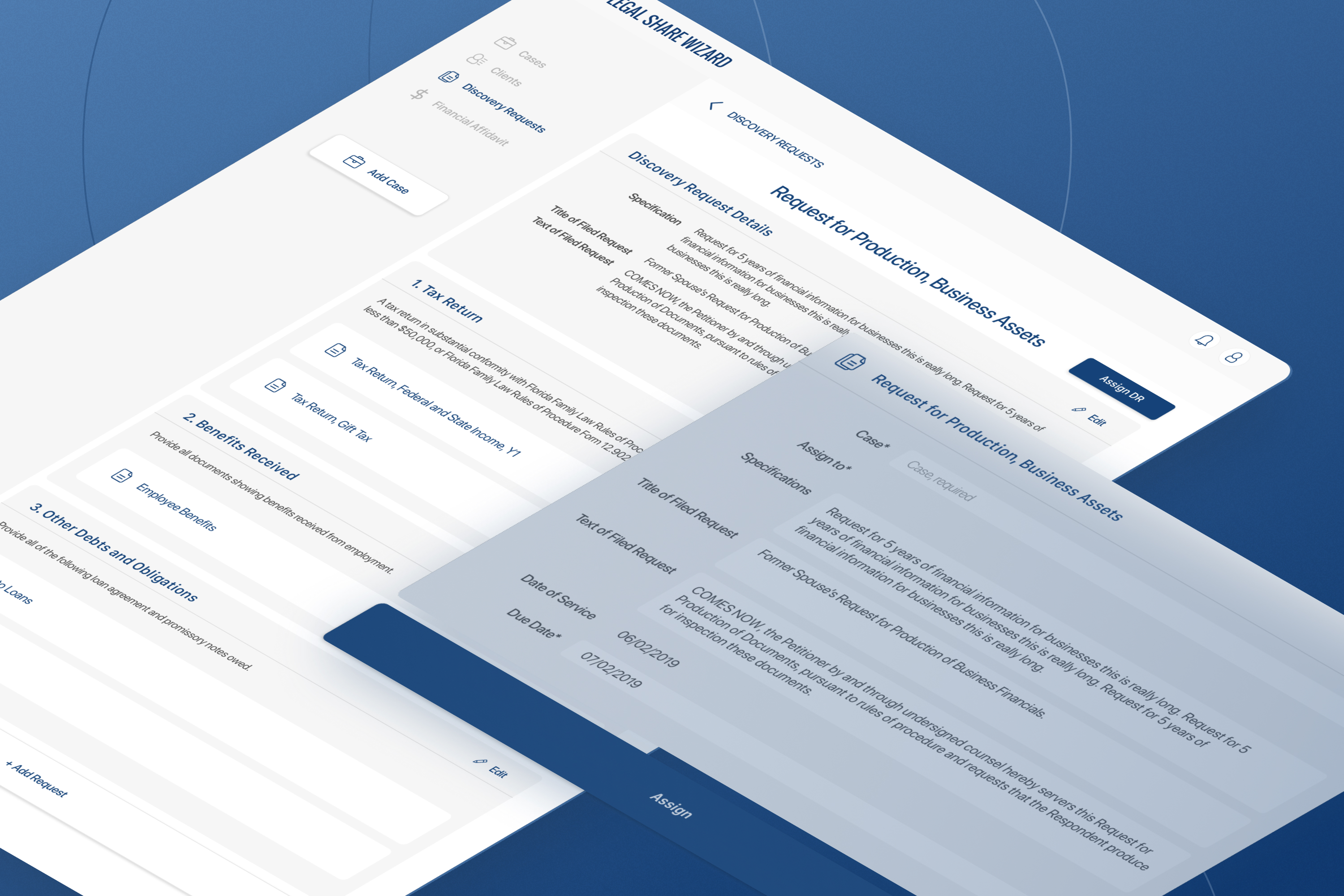 Discovery request details and assign discovery request sheet