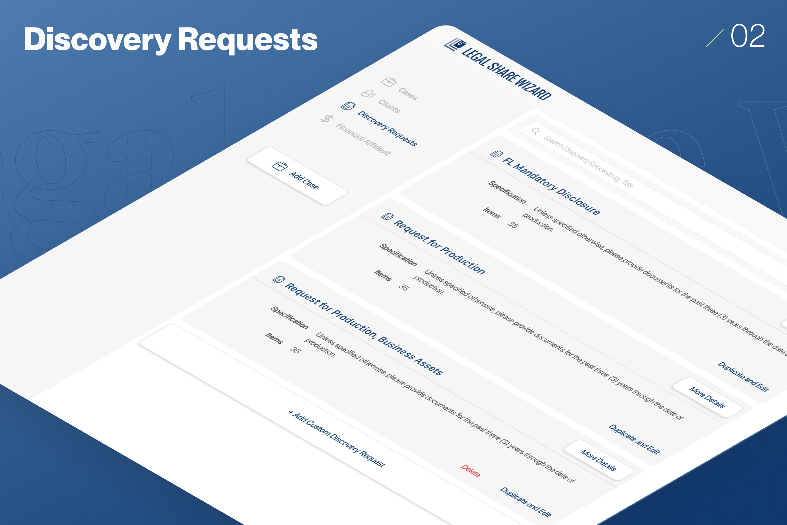 Discovery requests — Florida mandatory disclosure, requests for production, custom requests