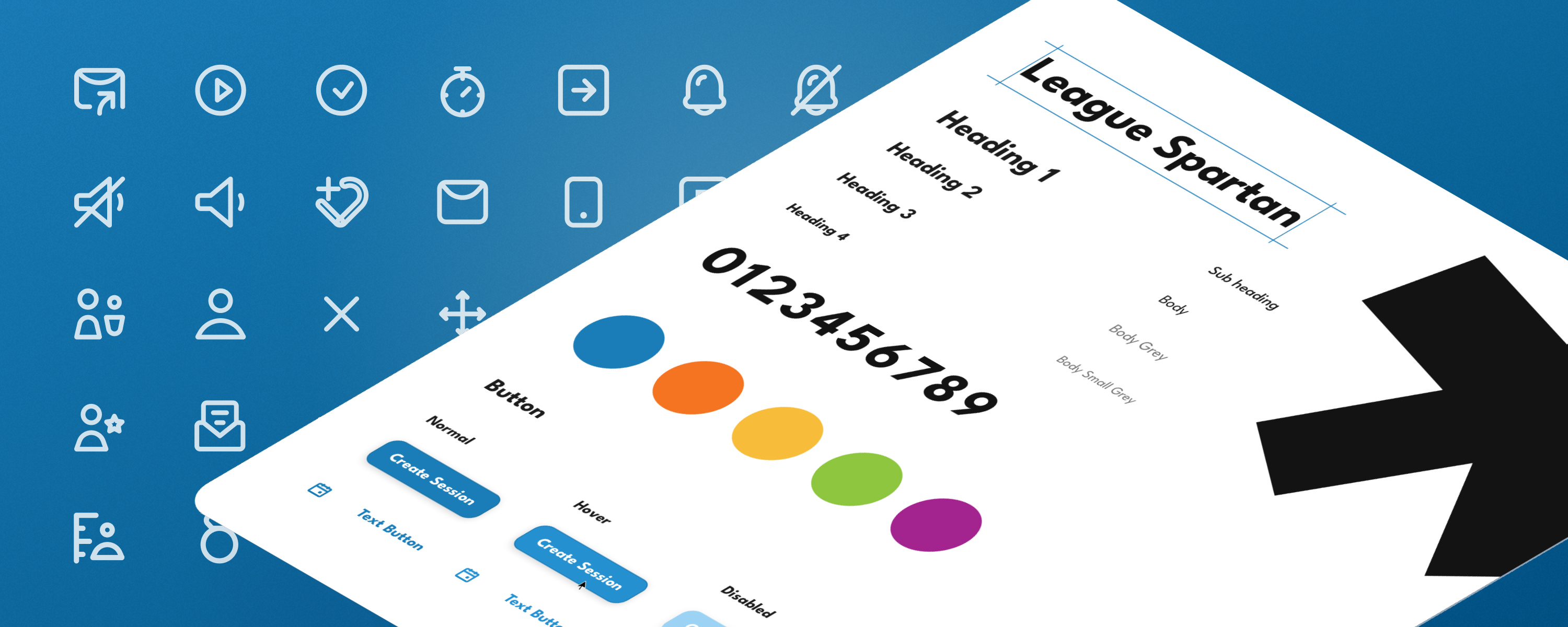 NAPA design system — League Spartan type, color palette, icons and buttons