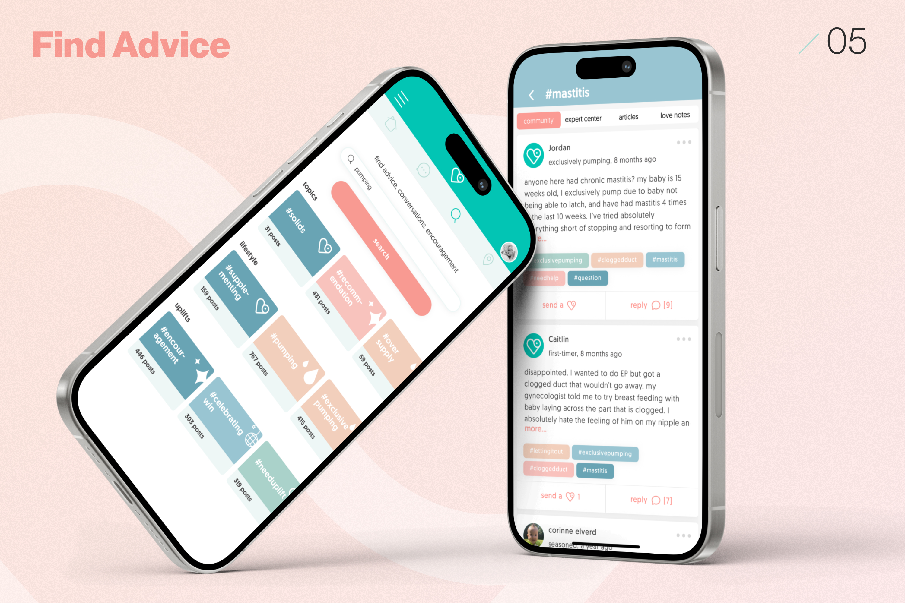 Find advice — topics, hashtags and community threads