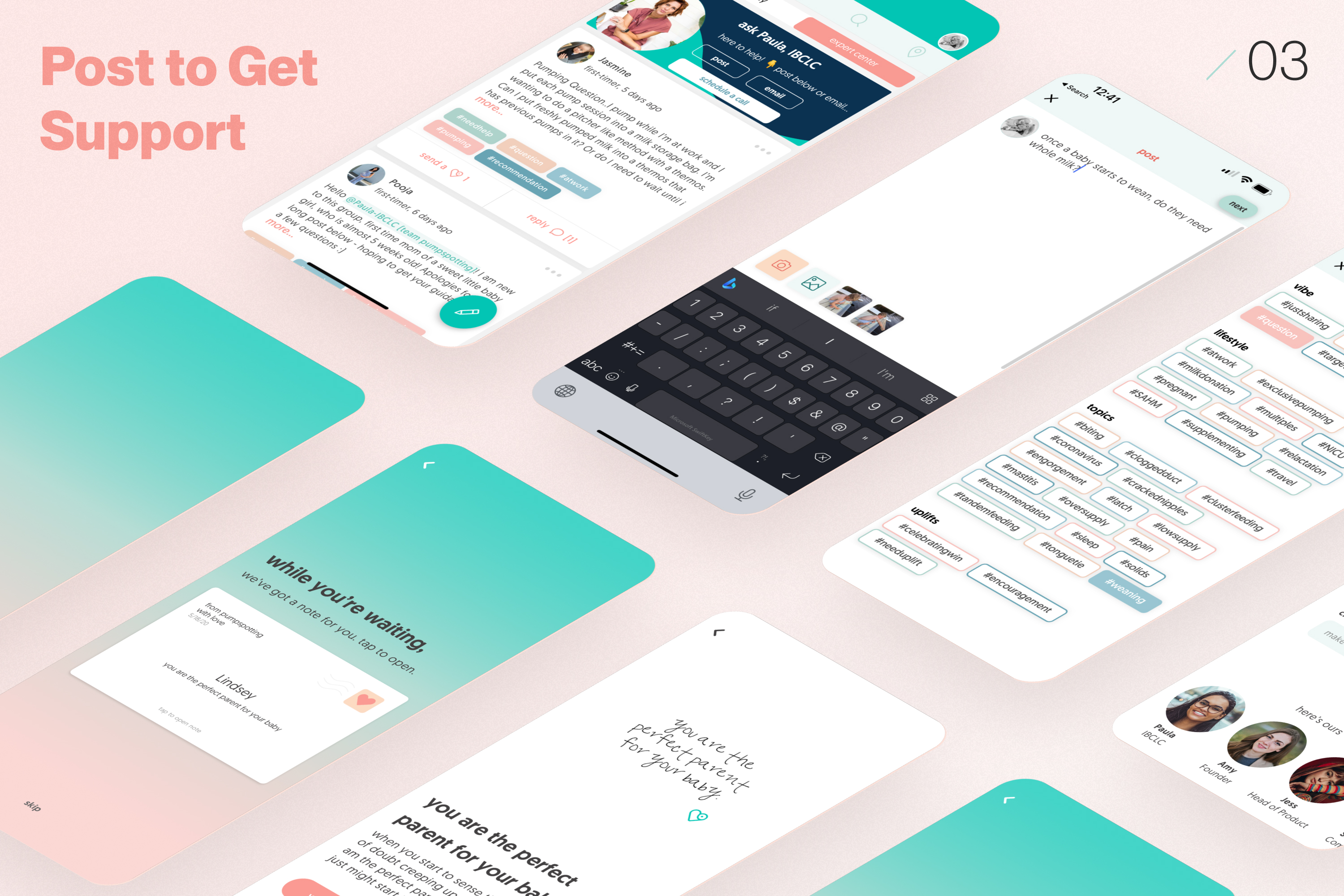 Post to get support — ask an IBCLC, tag topics, love notes while you wait