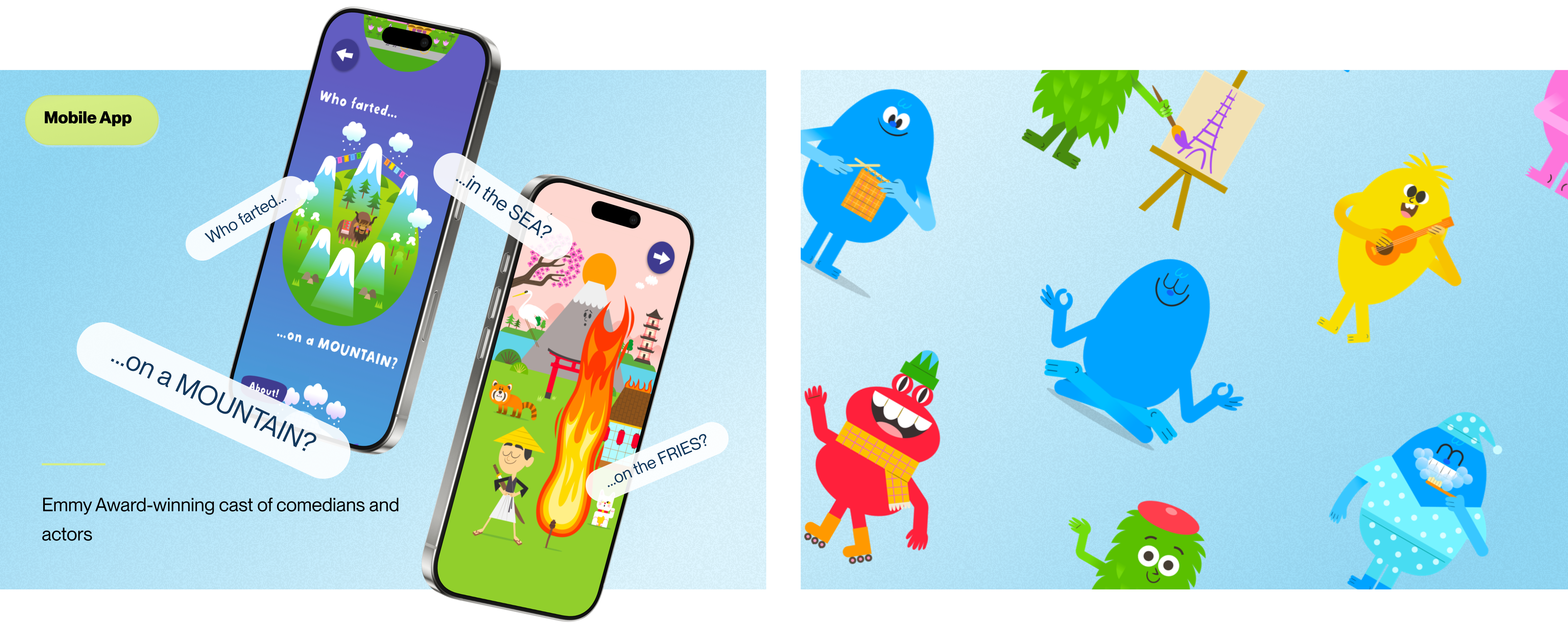 Who Farted?! app — story worlds on a phone, and the cast of monsters