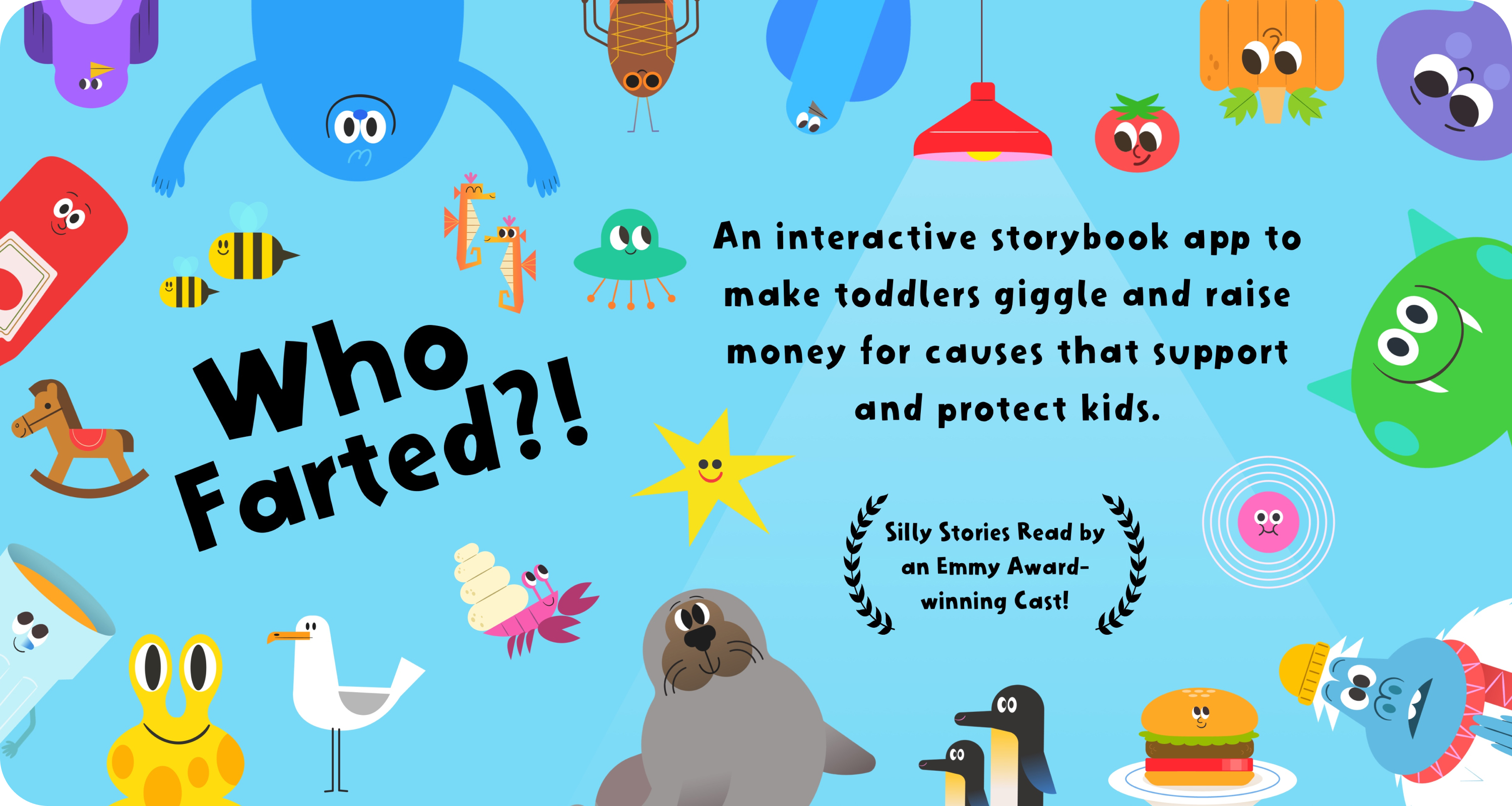 Who Farted?! — an interactive storybook app read by an Emmy Award-winning cast